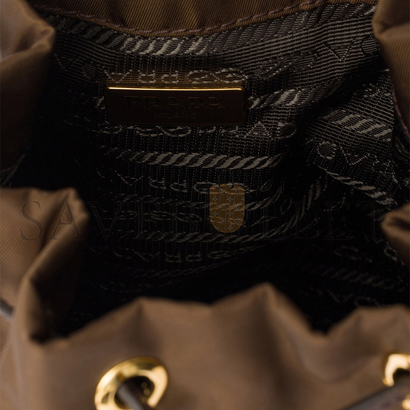 PRADA BROWN DUET RE-NYLON BUCKET BAG 1BH038 (22.5*17.5*12cm)